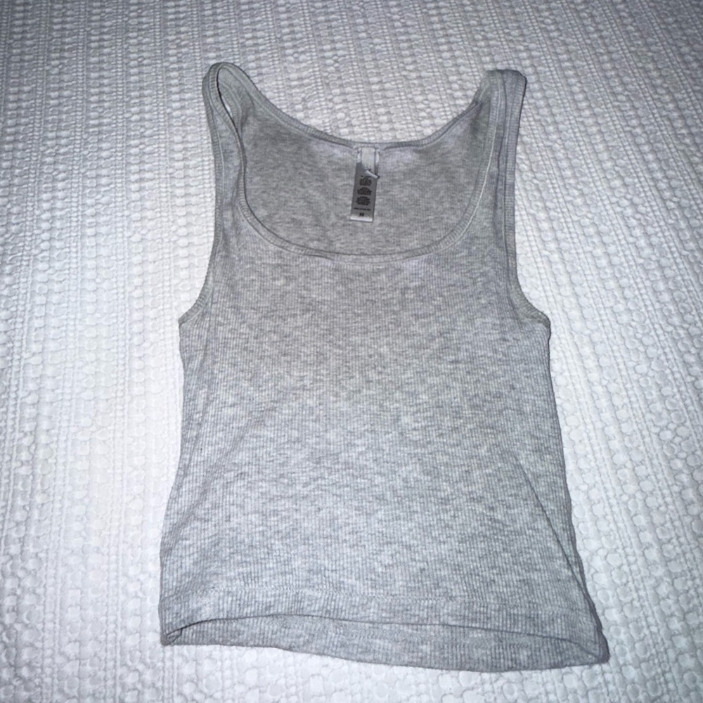 SKIMS Ribbed Cotton Tank Top Gray Heather XS